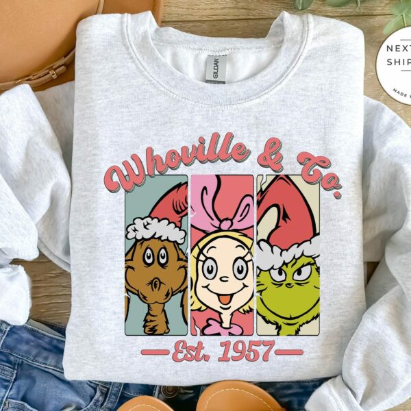 Whoville Co SweatshirtGrinch Cindy Lou and Max Christmas SweaterGrinchmas ShirtWhoville University TeeFunny Christmas GiftMerry Xmas 1