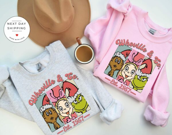 Whoville Co SweatshirtGrinch Cindy Lou and Max Christmas SweaterGrinchmas ShirtWhoville University TeeFunny Christmas GiftMerry Xmas 3