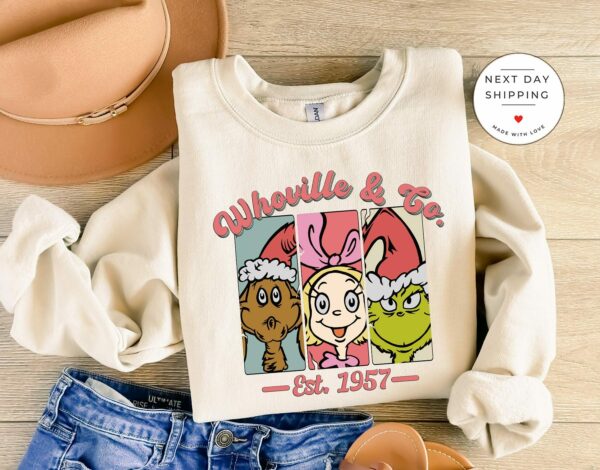 Whoville Co SweatshirtGrinch Cindy Lou and Max Christmas SweaterGrinchmas ShirtWhoville University TeeFunny Christmas GiftMerry Xmas 4