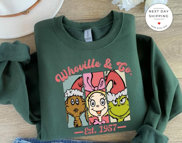 Whoville Co SweatshirtGrinch Cindy Lou and Max Christmas SweaterGrinchmas ShirtWhoville University TeeFunny Christmas GiftMerry Xmas 8