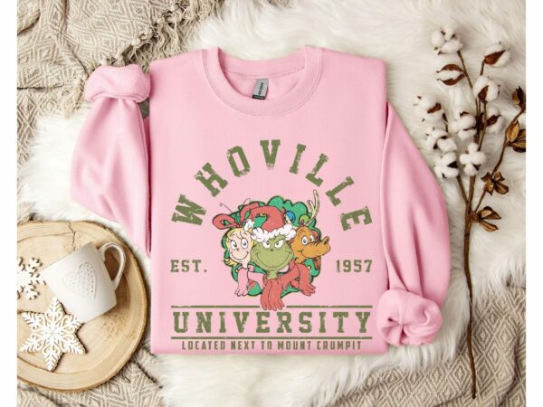 Whoville University Vintage Style Sweatshirt Classic Whoville Holiday ShirtRetro Christmas Whoville SweaterGrinch Nostalgia Xmas T Shirt 7