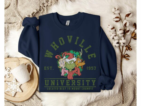 Whoville University Vintage Style Sweatshirt Classic Whoville Holiday ShirtRetro Christmas Whoville SweaterGrinch Nostalgia Xmas T Shirt 8